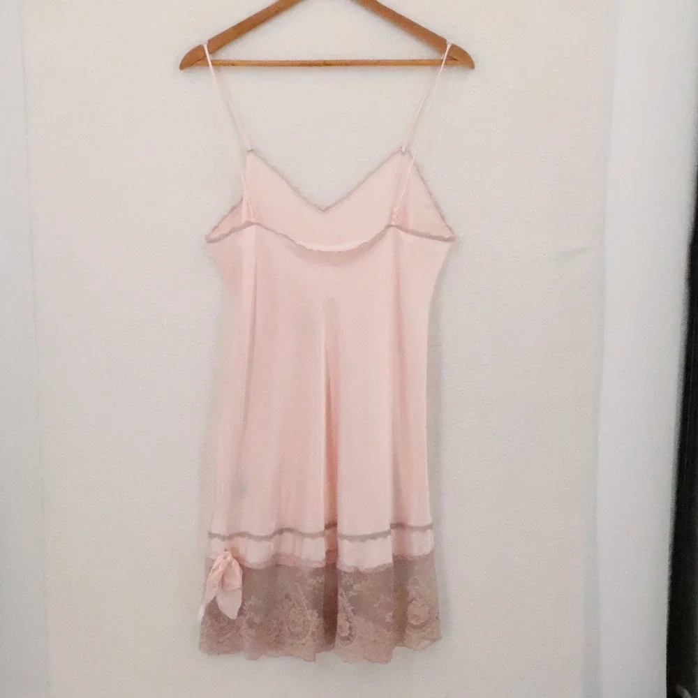 Colesce Couture Vintage 90s Lingerie Set Womens Size L Pink Lace Satin Romantic - Picture 16 of 16